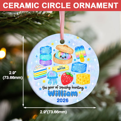 Personalized Squishy Hunting Christmas Ceramic Ornament, Custom Name Kids Ornament 686339