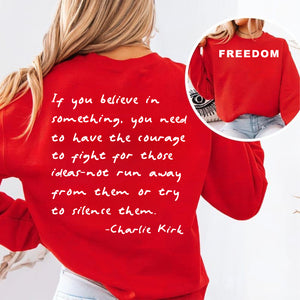Red Charlie Kirk FREEDOM Shirt | Charlie Kirk Quote Red Shirt | We Wear Red Charlie Kirk Birthday October 14 | Red Front & Back Shirt 683081