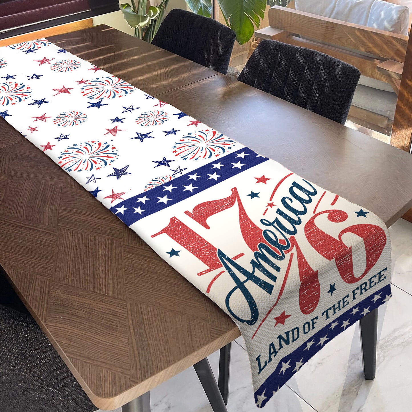 Land Of The Free 1776 Table Runner | Patriotic American Independence Day | 4th Of July Table Runner For Kitchen 682369