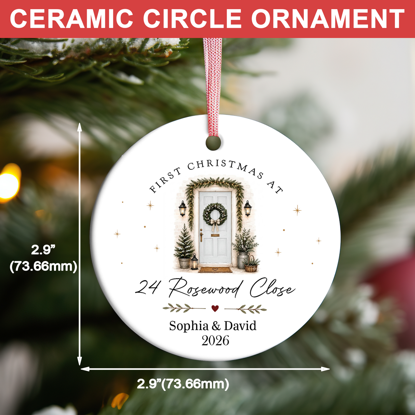 Personalized First Christmas Ceramic Ornament, Custom New Home Ornament, Christmas Keepsake Gift 686026