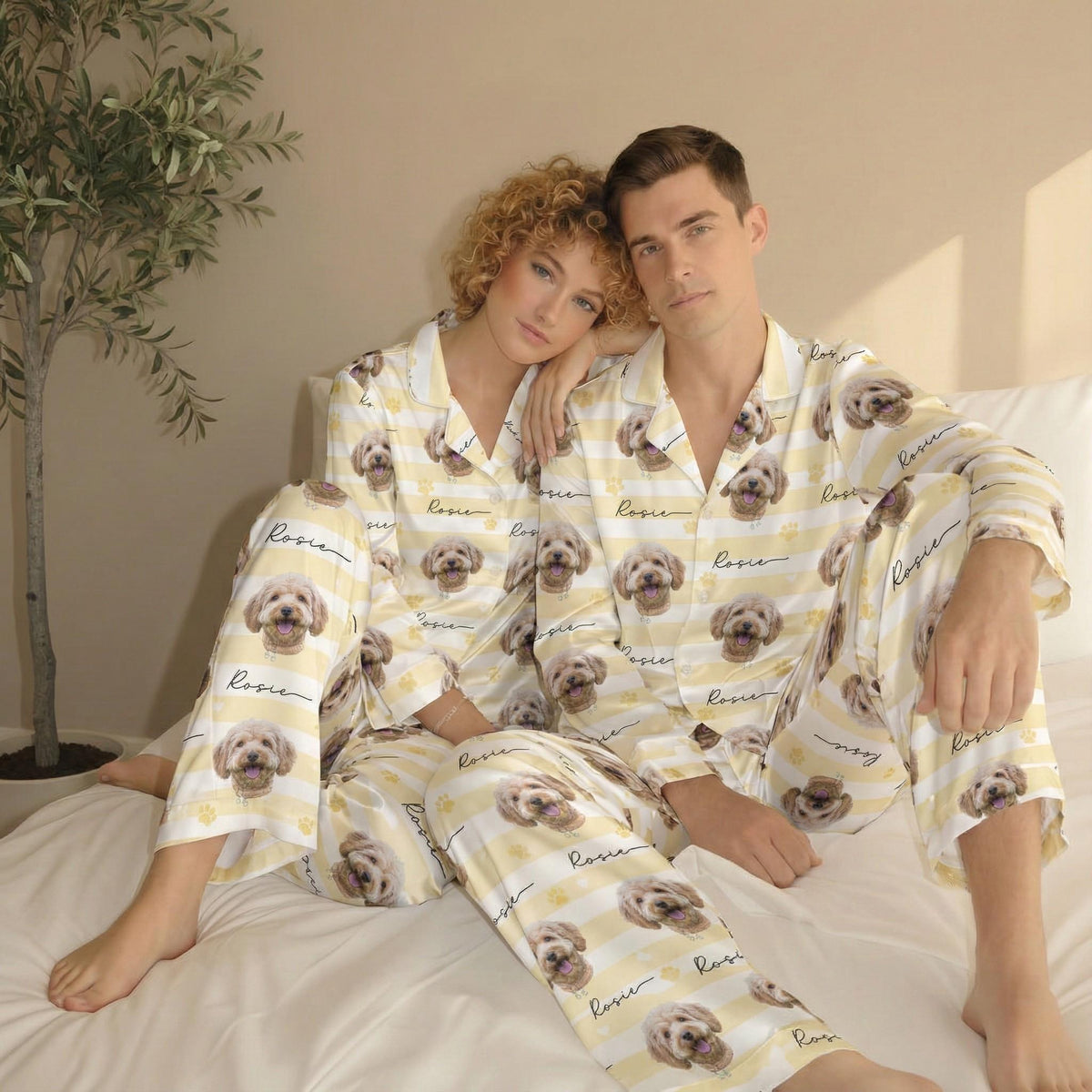 Custom Pet Photo Satin Pajamas, Personalized Pet Sleepwear, Cute Gift For Pet Lover 686315 WFD