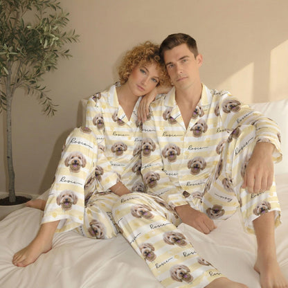 Custom Pet Photo Satin Pajamas, Personalized Pet Sleepwear, Cute Gift For Pet Lover 686315 WFD