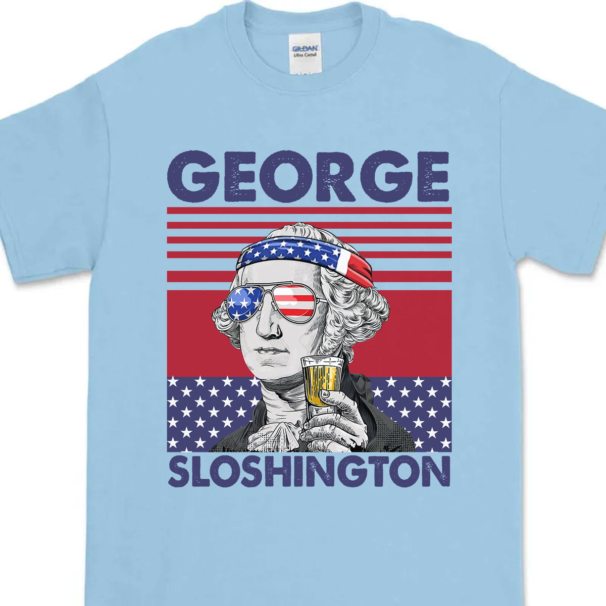 George Sloshington Funny 4th Of July Drinking Shirt Bright T1190