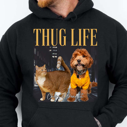 Thug Life Live Preview Custom Your Pets Tee | Retro Vintage Portrait Bootleg shirt | Personalized with Your Own Dog or Cat Photo 683448