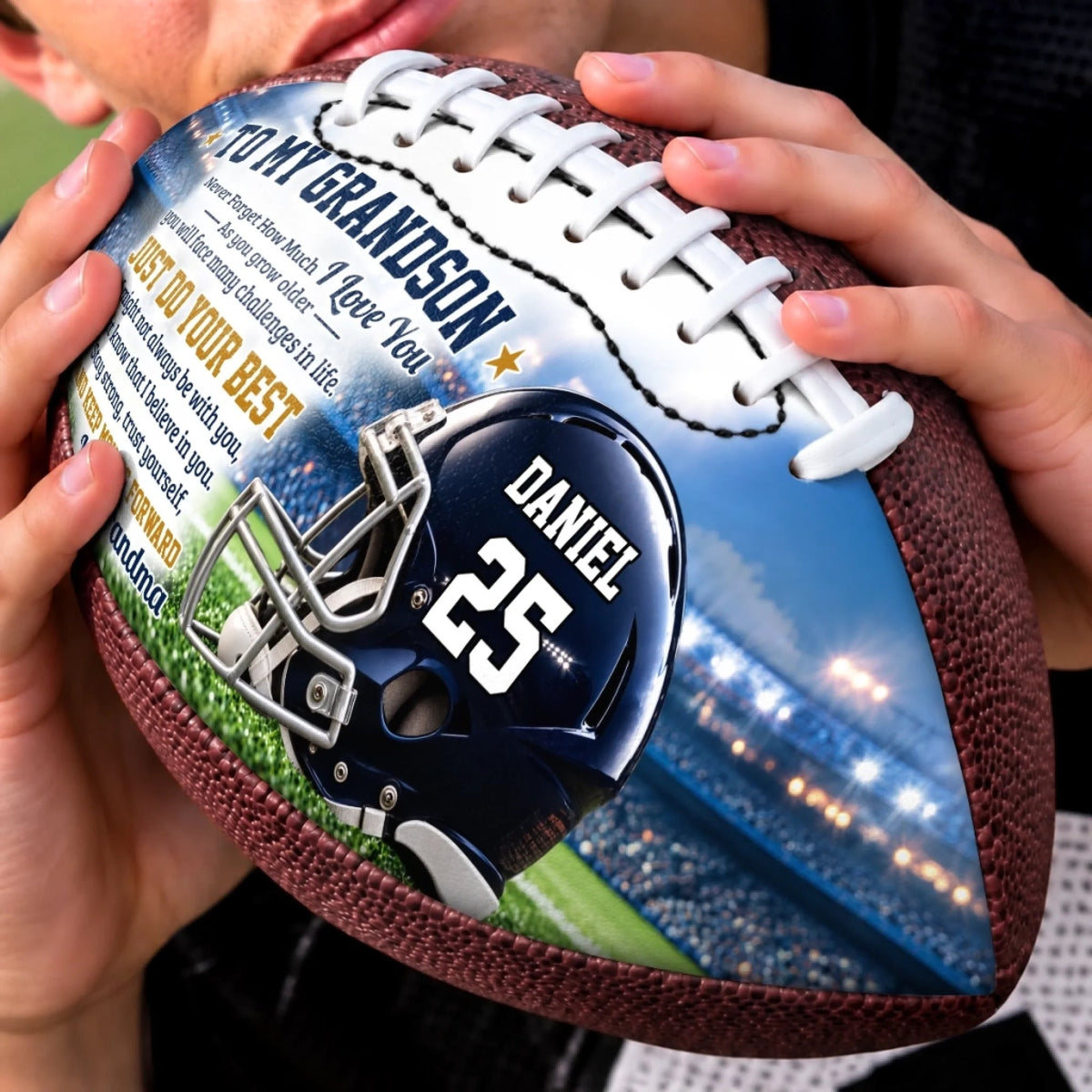 Personalized Just Do Your Best Leather Football, Custom Name & Number Gift For Family 686531 WFD