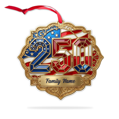 Personalized USA 250th Anniversary Acrylic Ornament, Custom Name Christmas Gift For Family 686393
