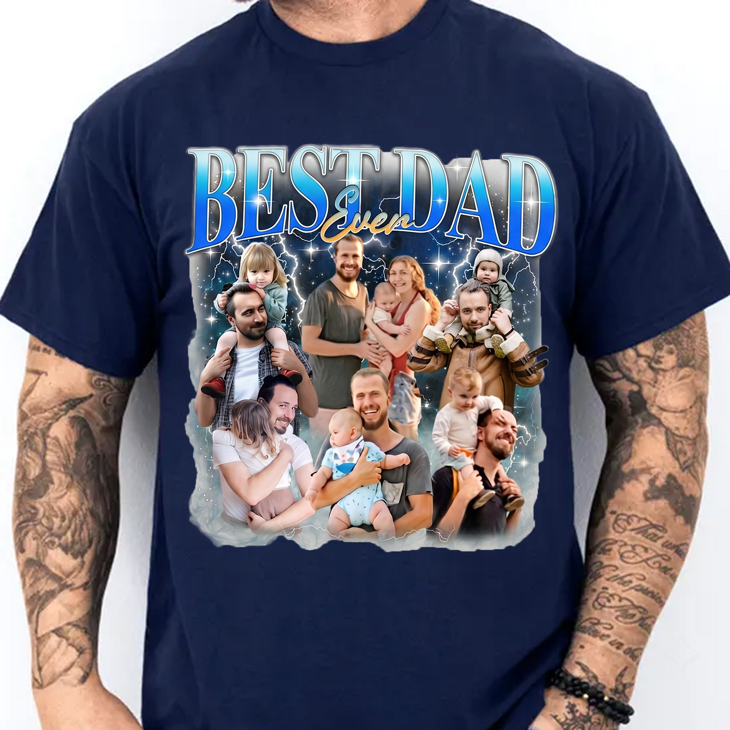 Custom Photo Best Dad Ever Dark Shirt, Personalized Tee Gift For Dad, Father’s Day Gift 685040