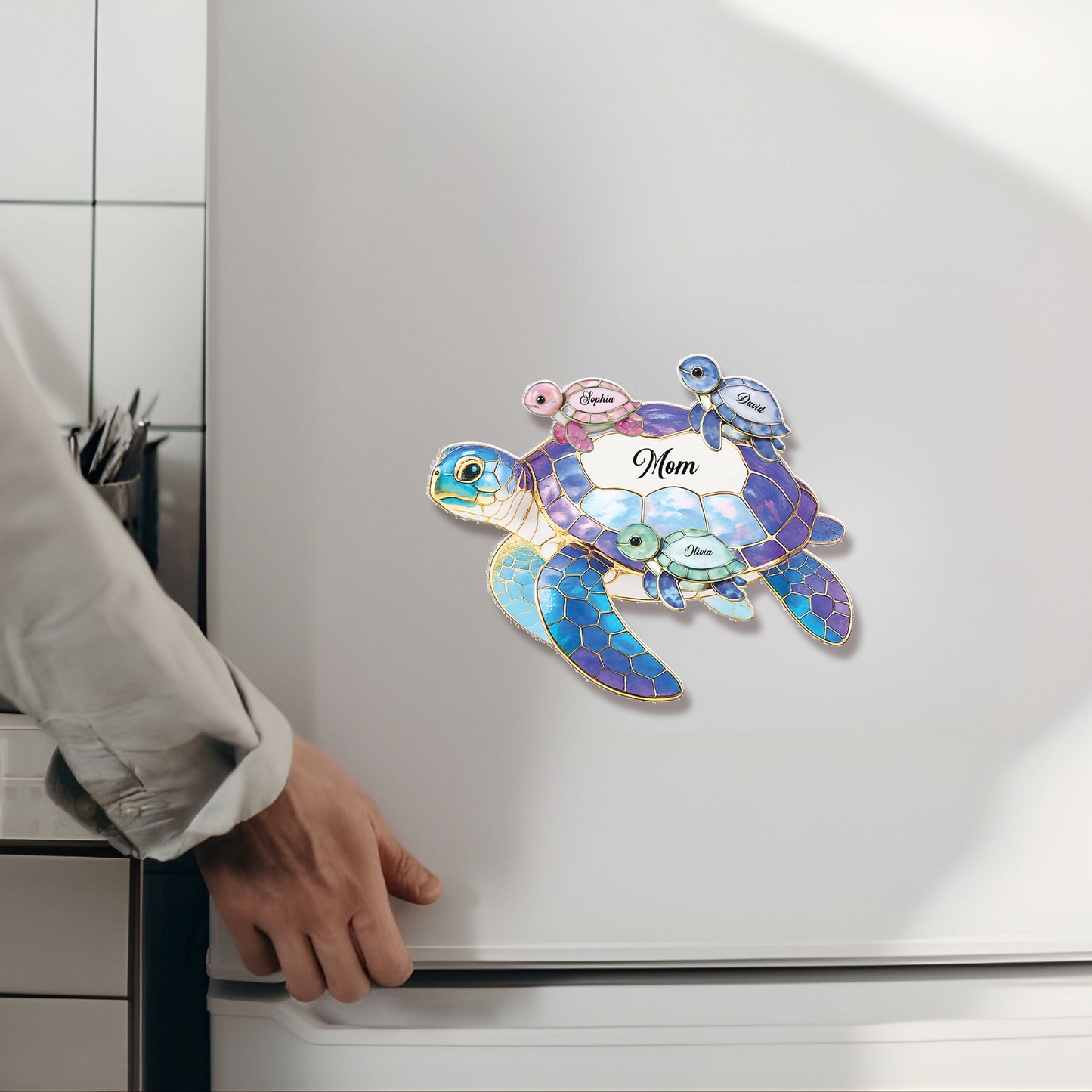 Personalized Sea Turtle Fridge Magnet | Custom Name Decor Mother's Day Gift For Grandma Mom 684810