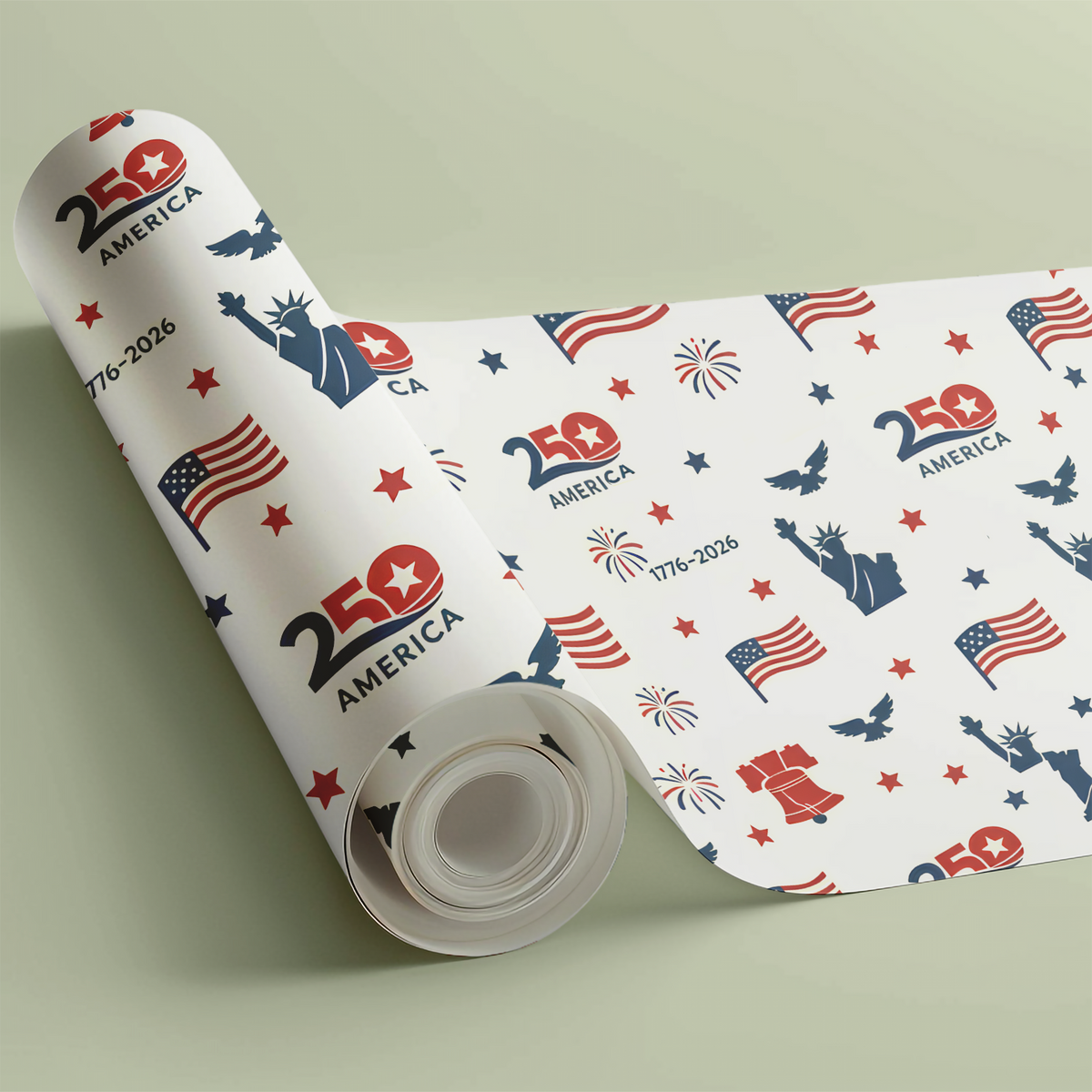 Patriotic USA 250th Anniversary Wrapping Paper, 1776-2026 American Christmas Gift Wrap 686219