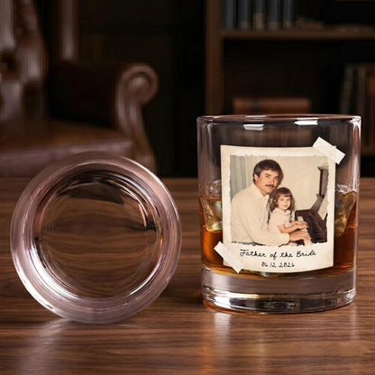 Custom Photo Polaroid Whiskey Glass, Personalized Wedding Rocks Glass, Gift For Dad 686521 WFD