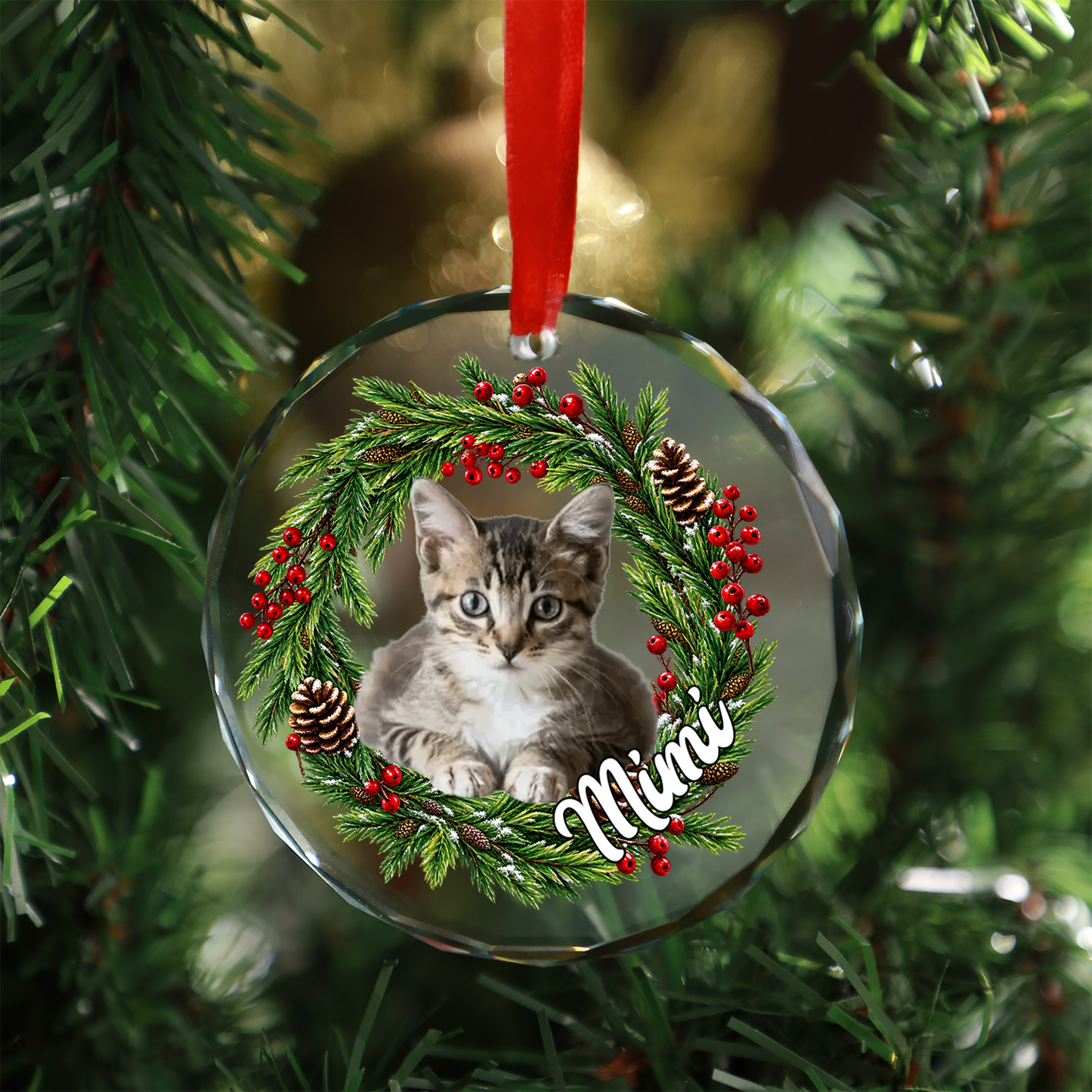 Custom Pet Photo Glass Ornament, Christmas Keepsake Gift For Pet's Lover 686003