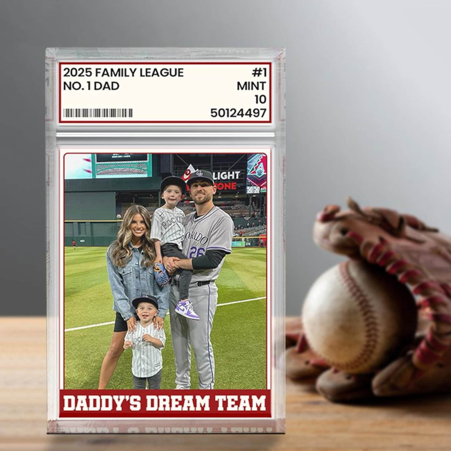 Custom Photo Trading Card Style Acrylic Block Plaque | Father's Day Gift For Baseball Dad, Husband Gifts, #1 Dad Sports, Dad Gifts 685152