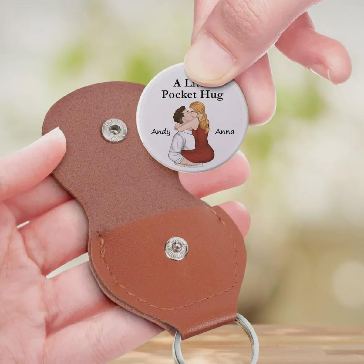 Personalized "A Little Pocket Hug" Coin | Custom Couple Graphic Leather Keychain Pouch 686577 WFD