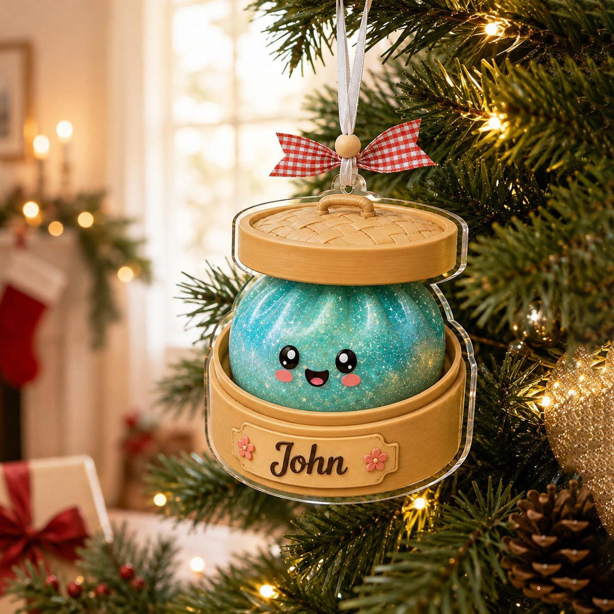 Personalized Glitter Dumpling Acrylic Ornament, Custom Name Christmas Keepsake Gift 686422 WFD