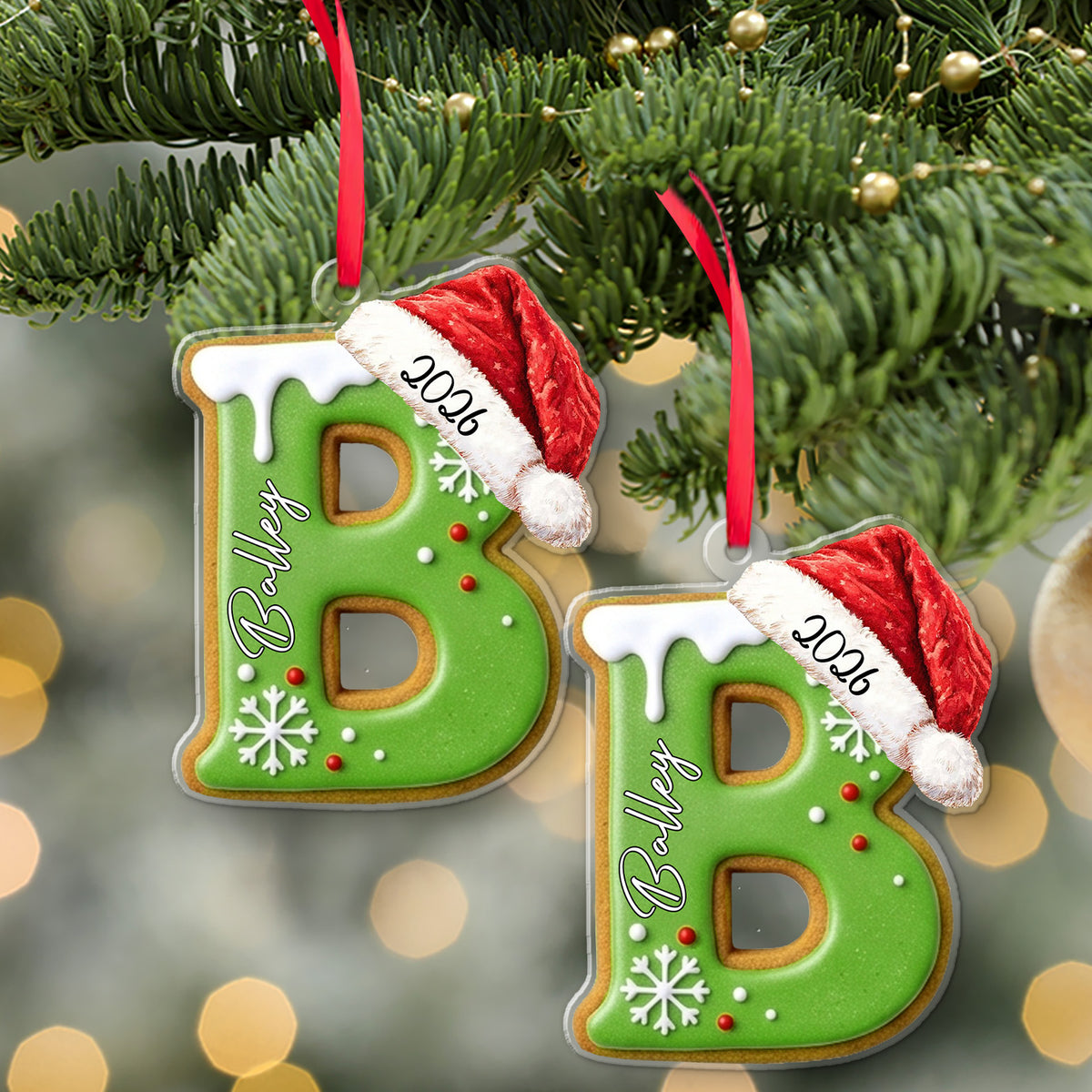 Personalized Gingerbread Letter Acrylic Ornament, Custom Christmas Gift For Family 685988