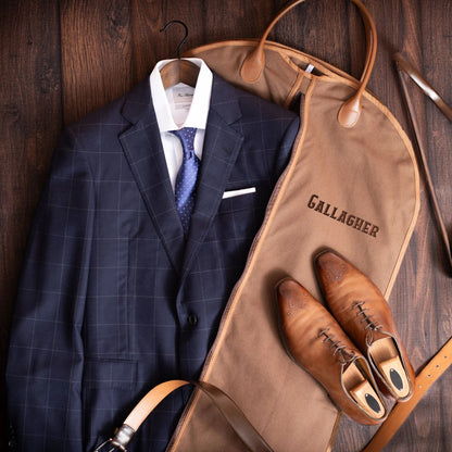 Custom Name Suit Bag, Personalized Embroidery Suit Bag, Leather Handle Garment Bag, Gift For Groomsmen 684930