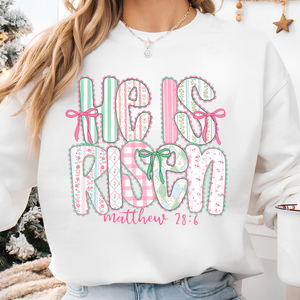 He Is Risen Coquette Lace Bright Shirt | Easter Day T-Shirt 684440