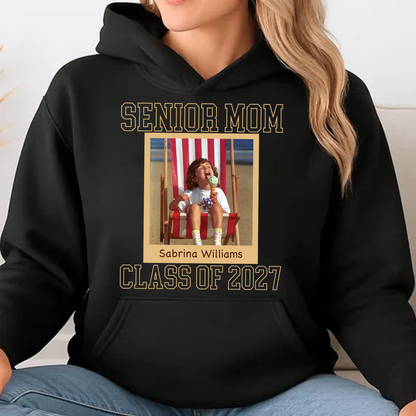 Custom Photo Senior Mom 2027 Vintage Dark Shirt, Class Of 2027 Tee, Personalized Graduation Gift 685686