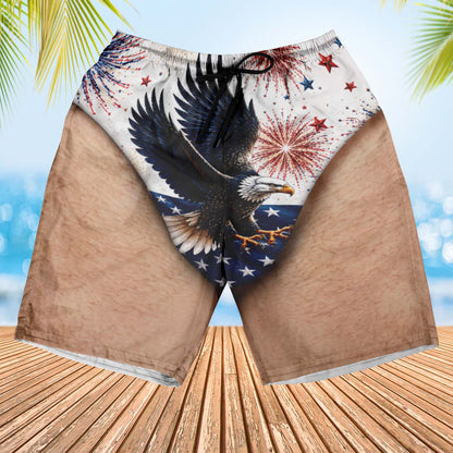 Personalized 250th Anniversary Beach Shorts, Custom AOP Swim Trunks, Funny 4th Of July Gift For Men 685581