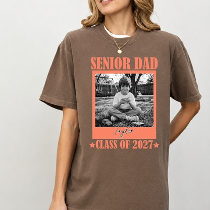 Personalized Senior Dad Mom 2027 Comfort Colors Shirt, Custom Photo Class Of 2027 Tee, Graduation Gift For Family 685374
