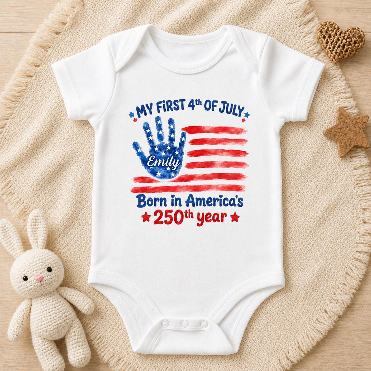 Personalized My First 4th Of July Baby Bodysuit, Born In America’s 250th Year Outfit, Patriotic 4th Of July Baby Gift 685360