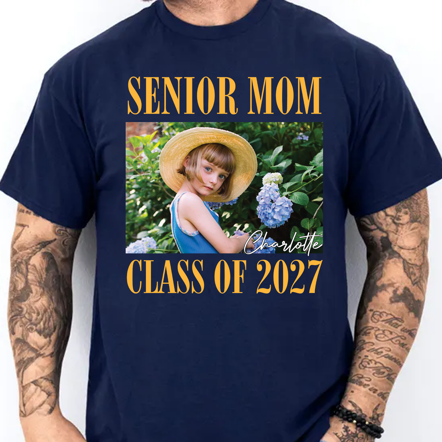 Custom Photo Senior Mom Dark Shirt, Class Of 2027 Tee, Personalized Graduation Gift 685635