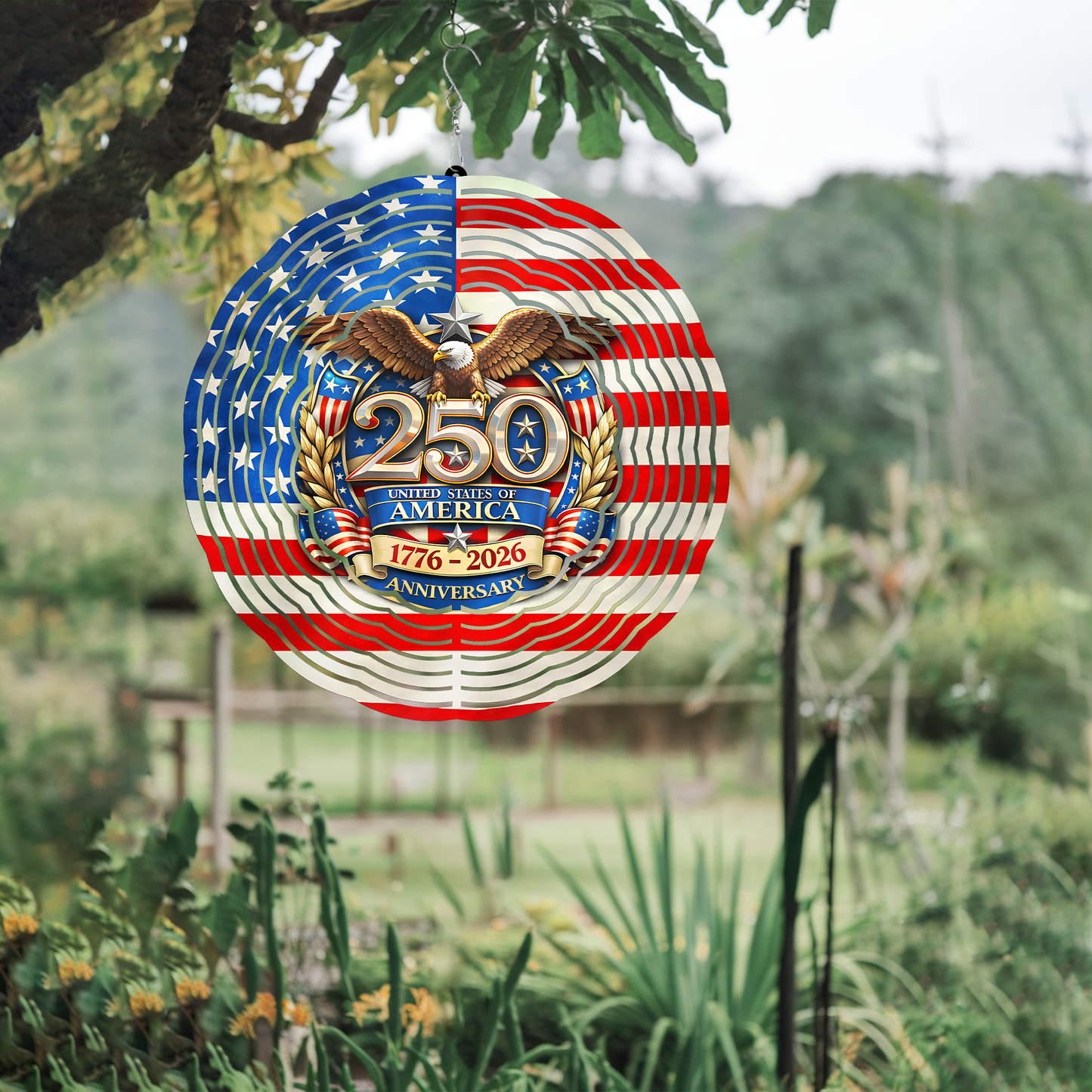 USA 250 Years Anniversary Wind Spinner | Patriotic Wind Spinner | Garden Decor 684529