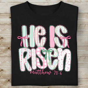 He Is Risen Coquette Lace Dark Shirt | Easter Day T-Shirt 684440
