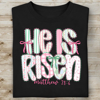 He Is Risen Coquette Lace Dark Shirt | Easter Day T-Shirt 684440