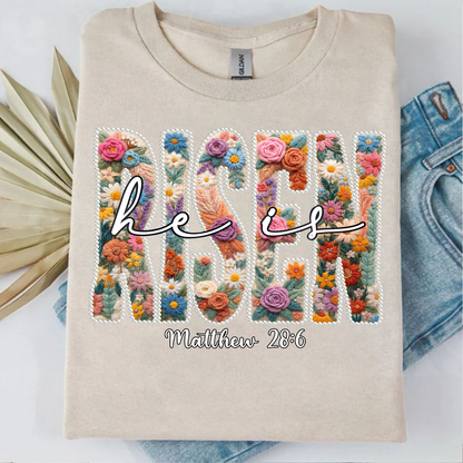 Floral Spring Pearl He Is Risen Bright Shirt | Easter Day T-Shirt 684439