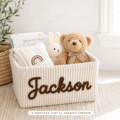 Personalized Baby Shower Basket, Custom Name Woven Nursery Storage Basket 685672