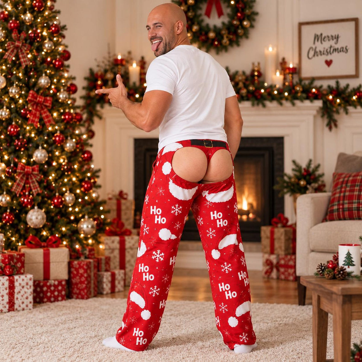 Funny Cheeky Christmas Pajamas Pants, Personalized Gift For Husband Dad Grandpa 686268 WFD