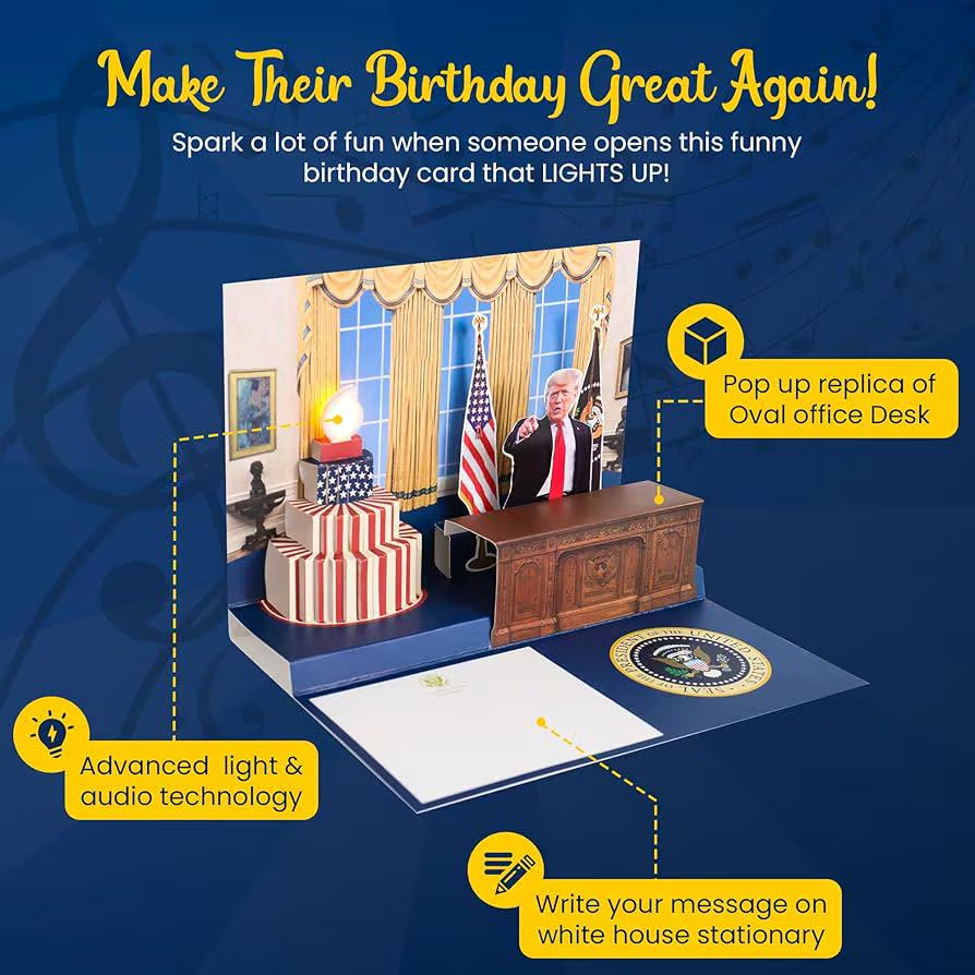 Funny Donald Trump Pop-Up Birthday Card For Father's Day - 3D Greeting Card With LED Light, Music & Real Voice Audio 684873