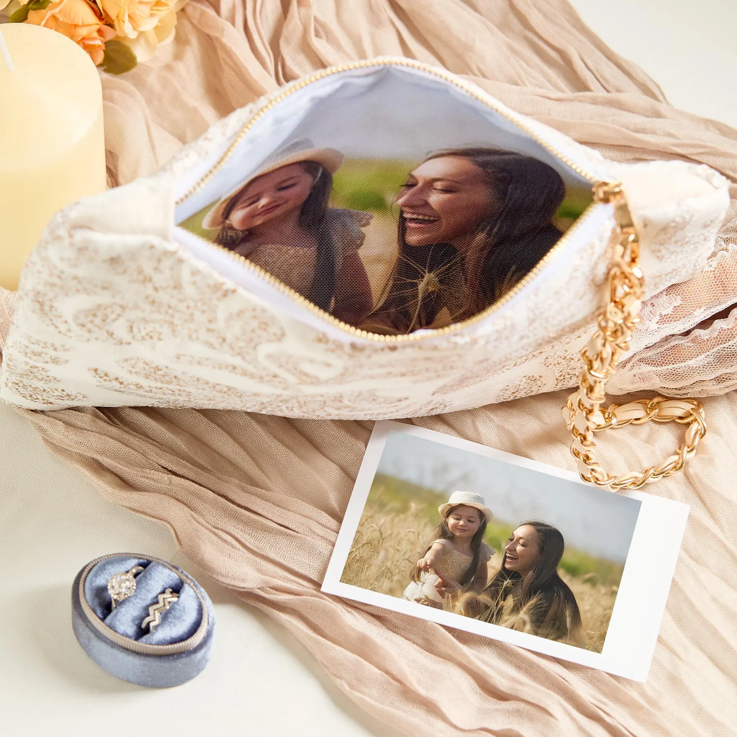 Custom Photo Wedding Clutch | Personalized Bridal Handbag | Handmade Memory Purse Gift For Mom 684683