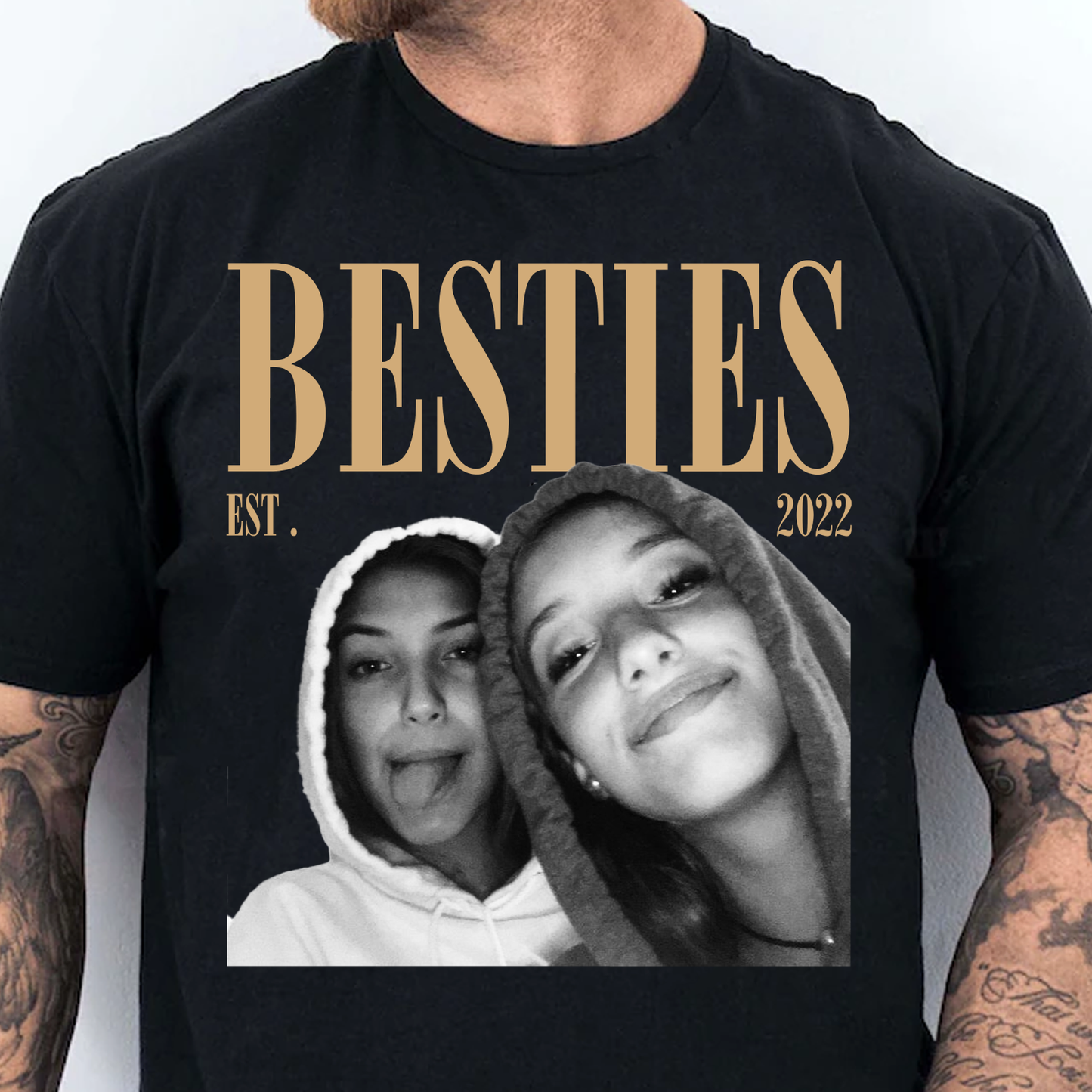 Custom Photo Besties Dark Shirt, Personalized Vintage Friendship Tee, Birthday Gift For Friend 685599