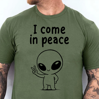 Personalized I Come In Peace Bright Shirt, Custom Couples Joke Tee, Marriage Humor Gift 685545