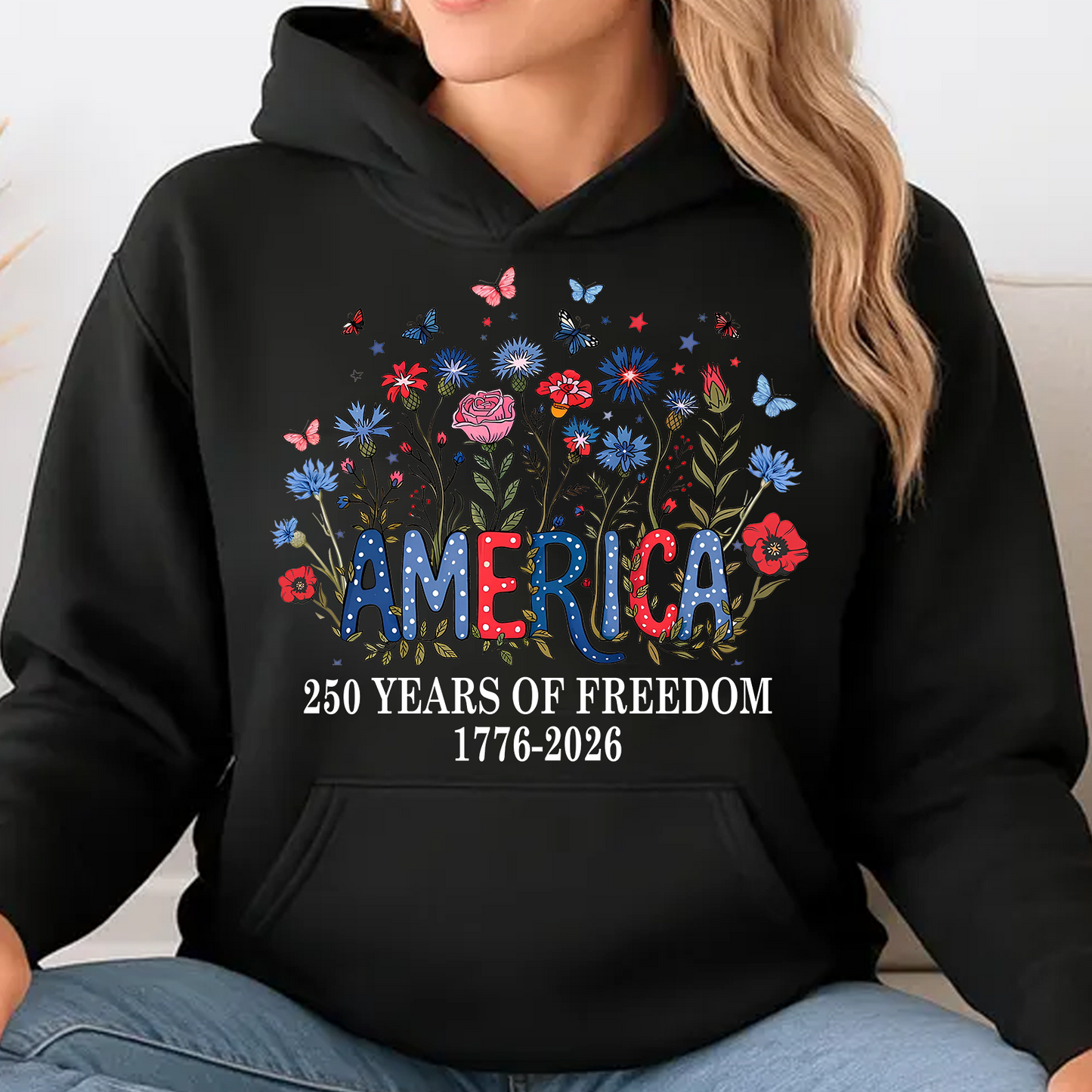 USA 250th Anniversary Floral Dark Shirt | Patriotic 4th Of July 1776–2026 Wildflower Shirt 684846