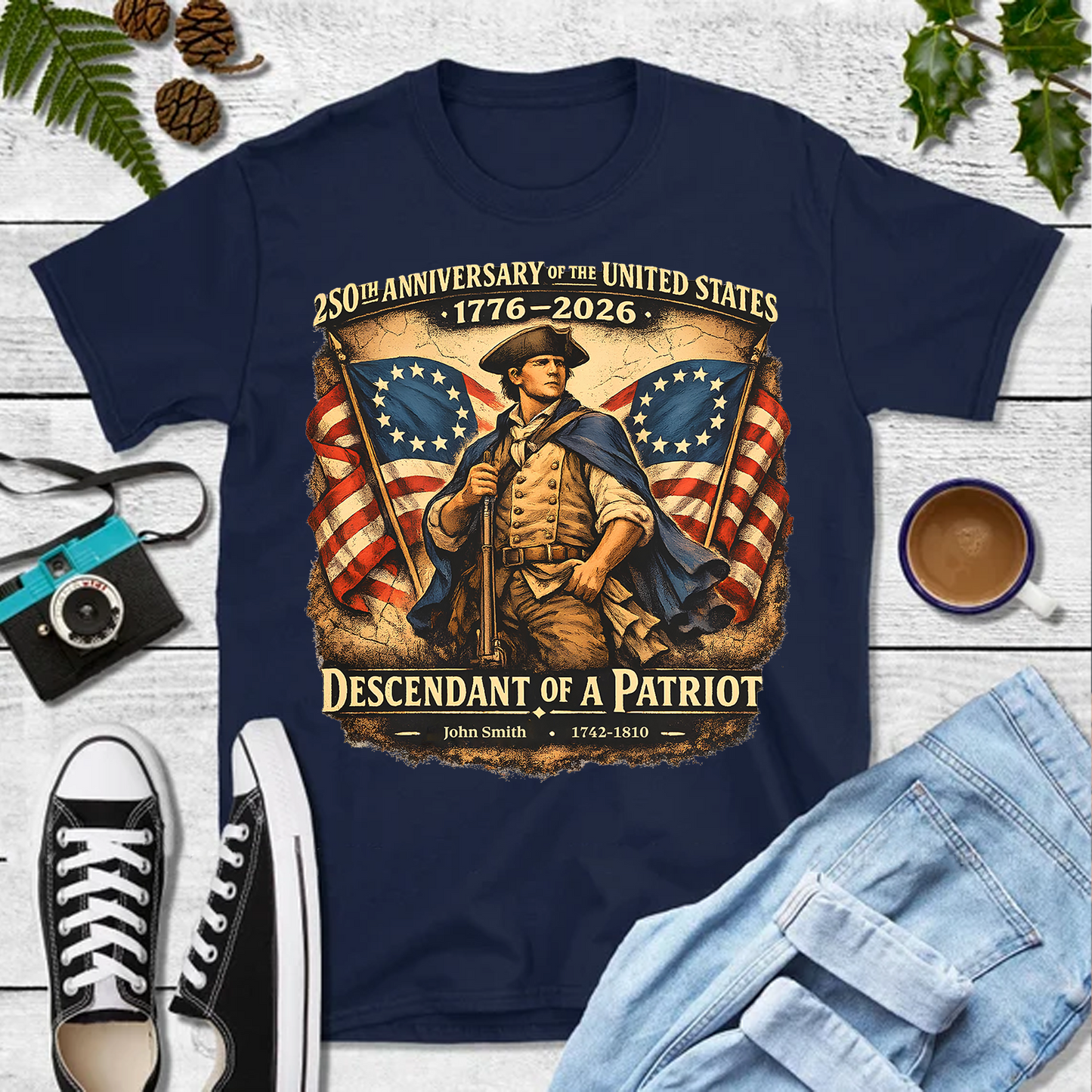USA 250th Anniversary 1776 - 2026 Dark Shirt | Personalized Descendant Of A Patriot Shirt 684418