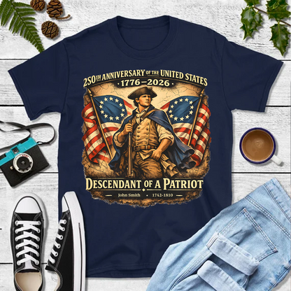 USA 250th Anniversary 1776 - 2026 Dark Shirt | Personalized Descendant Of A Patriot Shirt 684418