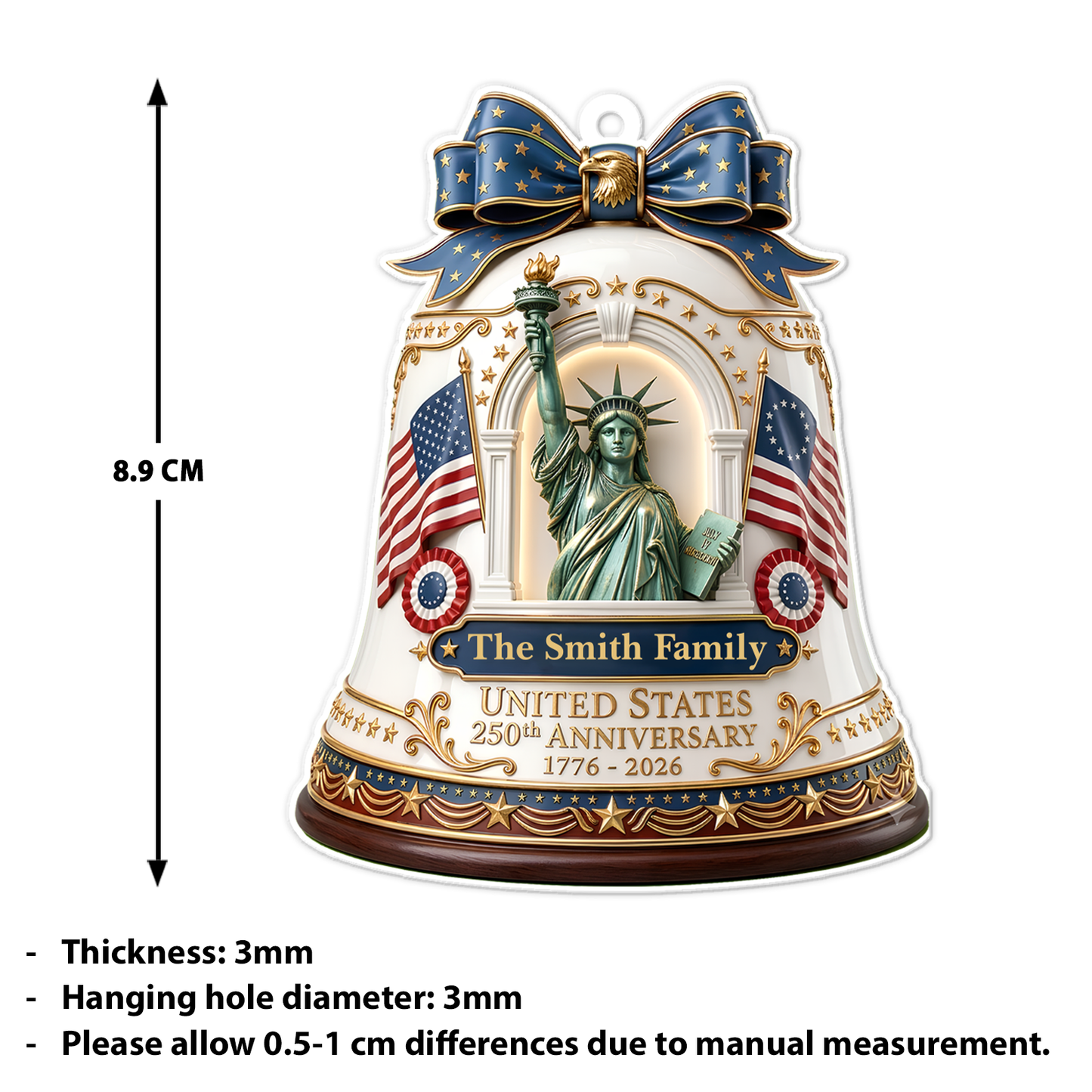 Personalized 250 Years Of America Acrylic Ornament | Custom Name 1776-2026 Liberty Bell Ornament | Patriotic American Keepsake 685749