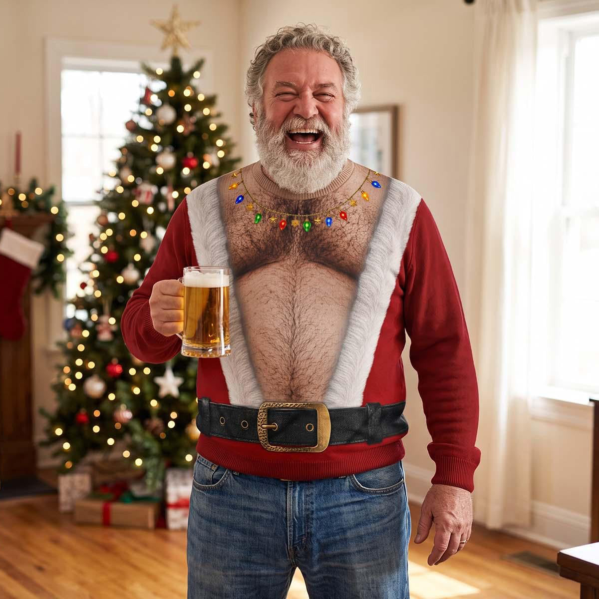 Funny Santa Belly Body Christmas All-Over Print Sweatshirt, Funny Meme Christmas Sweater, Gift For Husband Dad Grandpa 686164 WFD