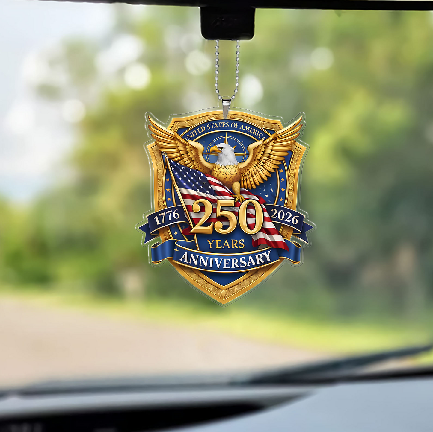 USA 250 Years Anniversary Car Ornament | Patriotic Car Decor | 1776–2026 Eagle Ornament 684518