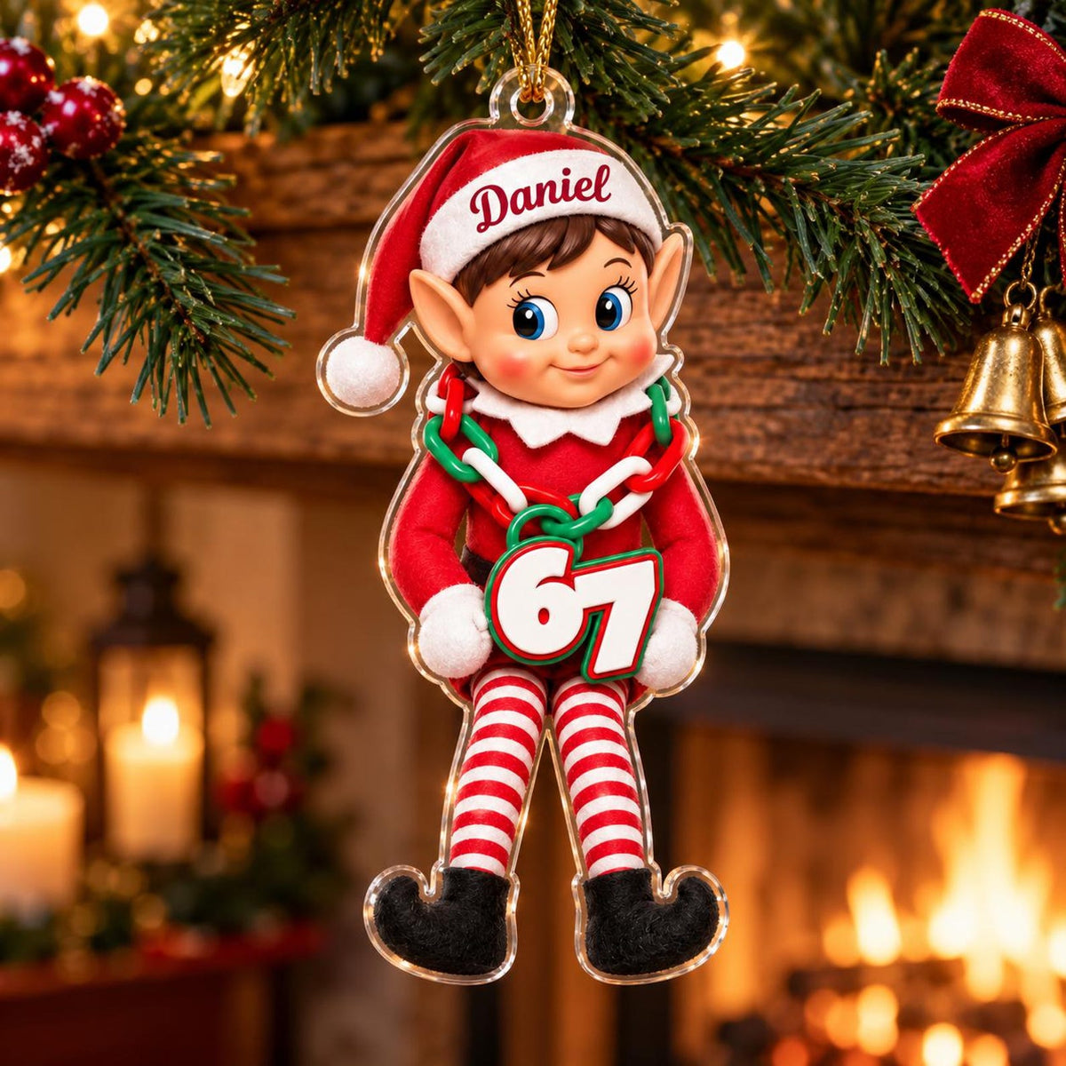 Personalized Elf Squishy Christmas Acrylic Ornament, Custom Name Holiday Keepsake Gift 686715 WFD