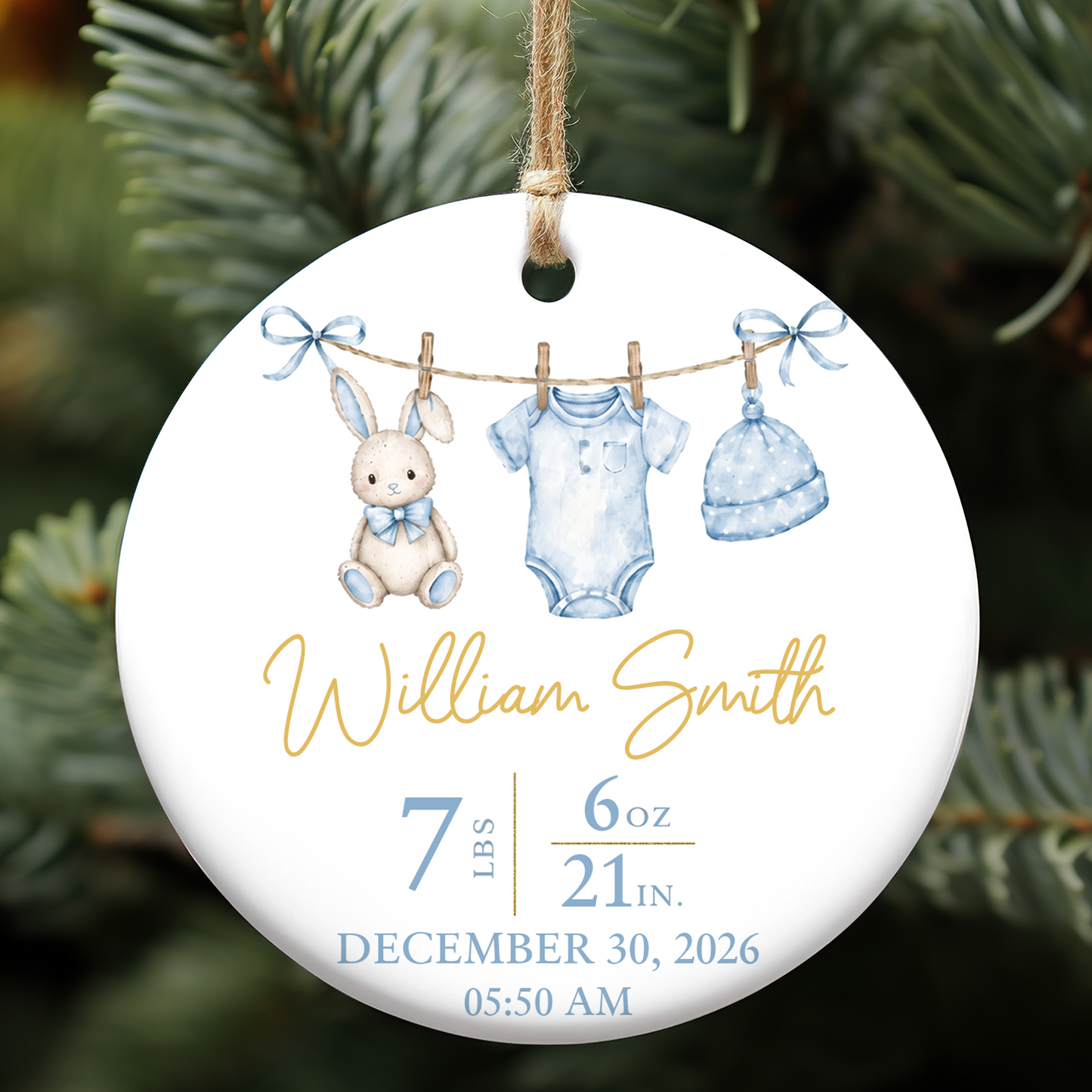 Personalized New Baby Ceramic Ornament, Custom Baby Birth Stats Ornament, Baby First Christmas Keepsake 685975