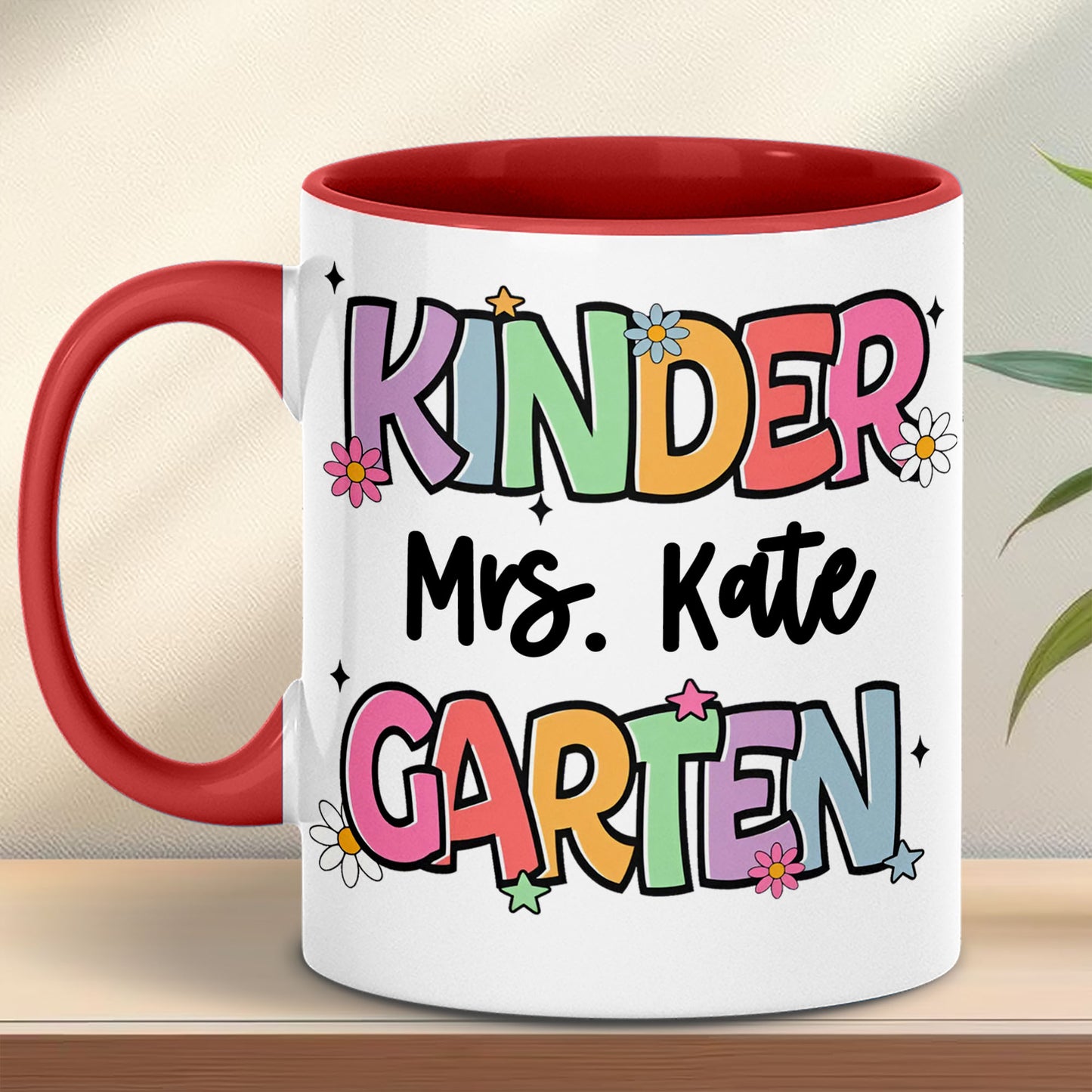 Personalized Kindergarten Teacher Mug | Back to School White Mug Accent Mug | Custom Mug for Teachers 682576