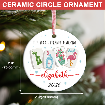 Personalized The Year I Learned Mahjong Ceramic Ornament, Custom Name Funny Christmas Gift 686448