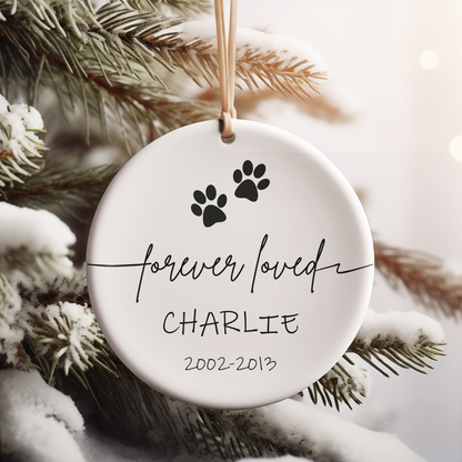 Personalized Forever Loved Ceramic Ornament, Custom Pet Memorial Ornament, Memorial Christmas Keepsake 685997