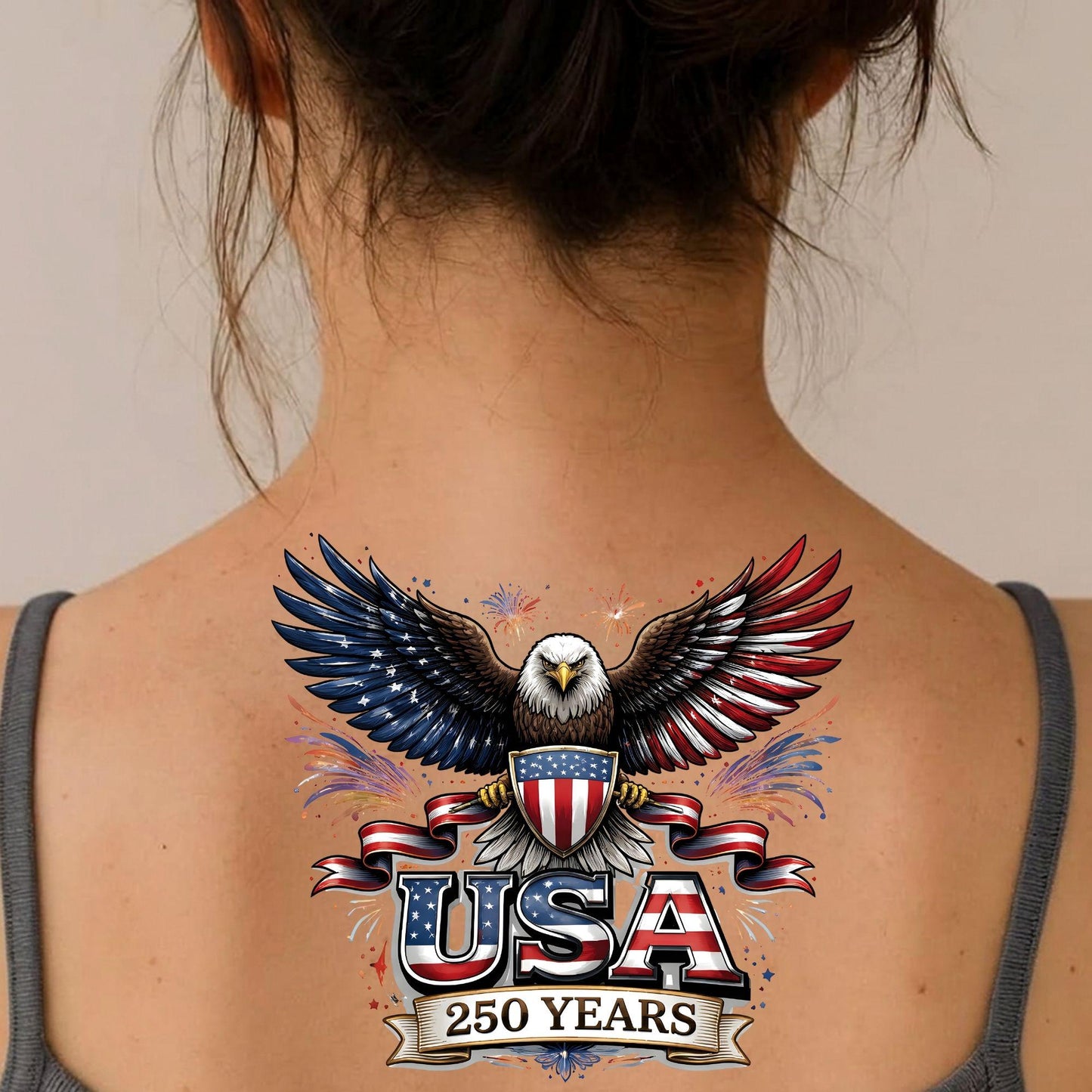 Personalized USA 250th Anniversary Temporary Tattoos | 250 Years Of Freedom Tattoos | Patriotic 4th Of July Tattoos 685267