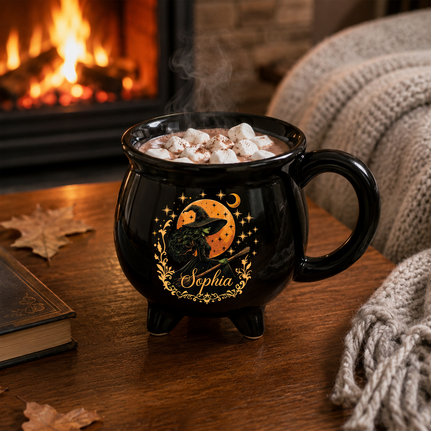 Personalized Witch Cauldron Mug, Custom Name Witch Coffee Mug, Spooky Halloween Gift 685784