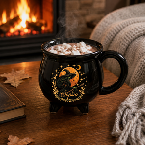 Personalized Witch Cauldron Mug, Custom Name Witch Coffee Mug, Spooky Halloween Gift 685784